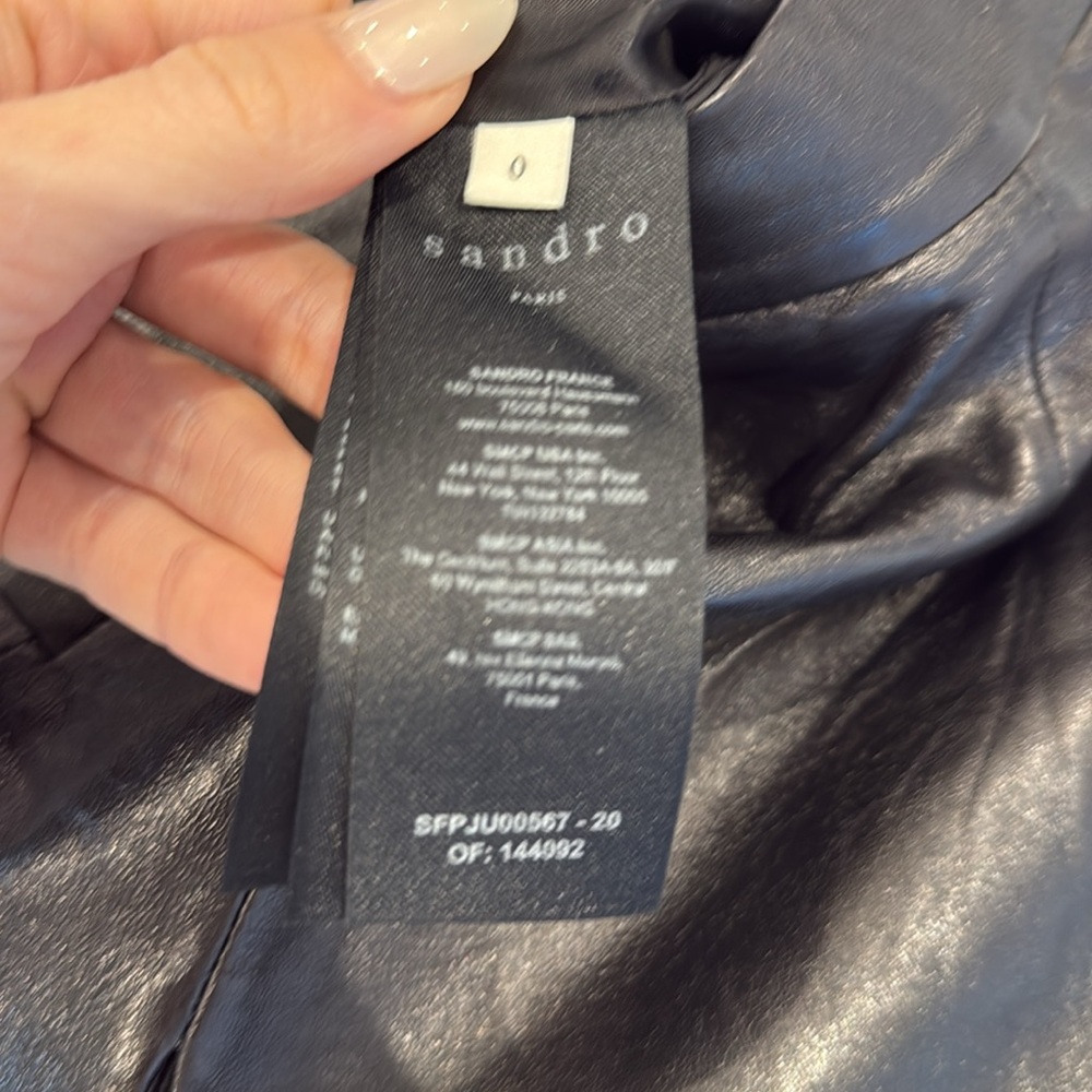 Sandro Black Leather Pleated Skirt 0 - Picture 3 of 9